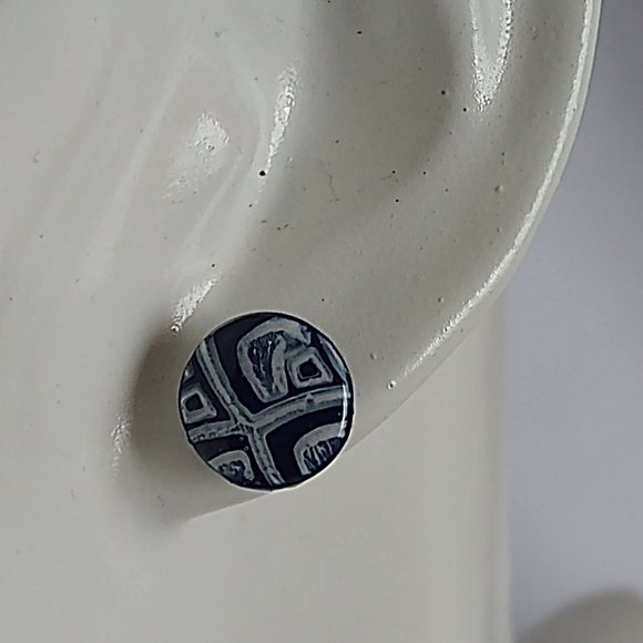 Handmade blue polymer clay earrings. Boucles d'oreilles fait à la main - Picture 6 of 7